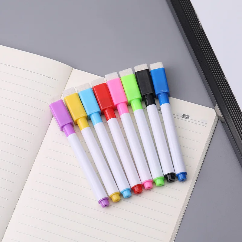 8 Renk Silinebilir Manyetik Beyaz Tahta İşaretleyici Manyetik Kapaklı ve Silgi Sıvı Tebeşir Silinebilir Kalem resim kalemi Kırtasiye