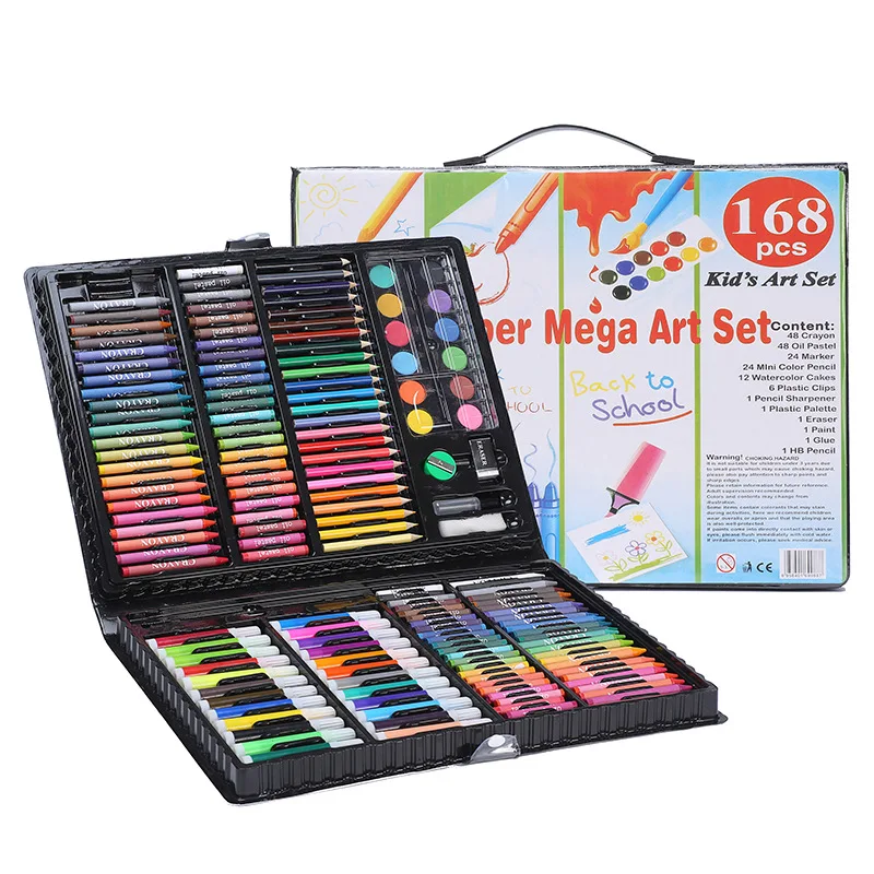 168 Adet Fırça Seti Çocuk Boyama Kırtasiye Suluboya Kalemler Boya Kalemi Renkli Kalemler Sanat Malzemeleri Çocuk Hediyeleri
