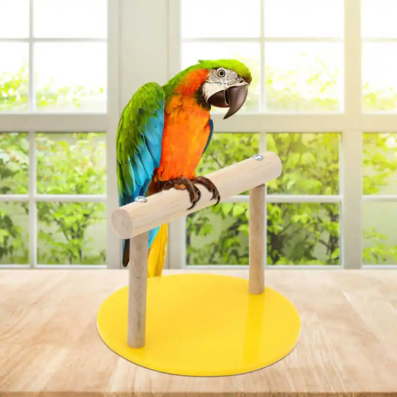 Kuş Eğitim Levrek Ahşap Masa Standı Pet Kuş Oyuncak Oyun Standları Plastik Taban İle Çiğneme Isırma Oyuncak