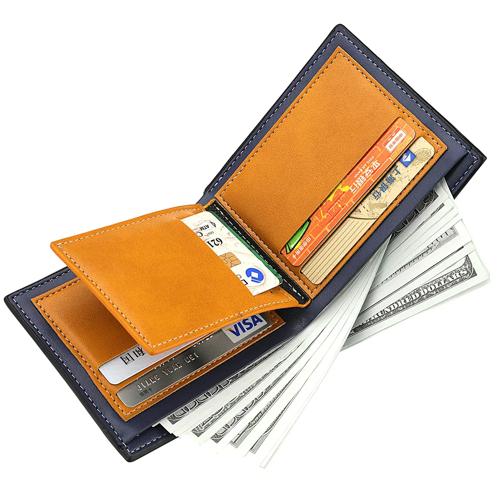 2022 Yeni erkek küçük cüzdan Kişilik Çoklu kart Üç katlı Cüzdan Erkekler Çok Fonksiyonlu PU Deri Açık kart tutucu Toptan