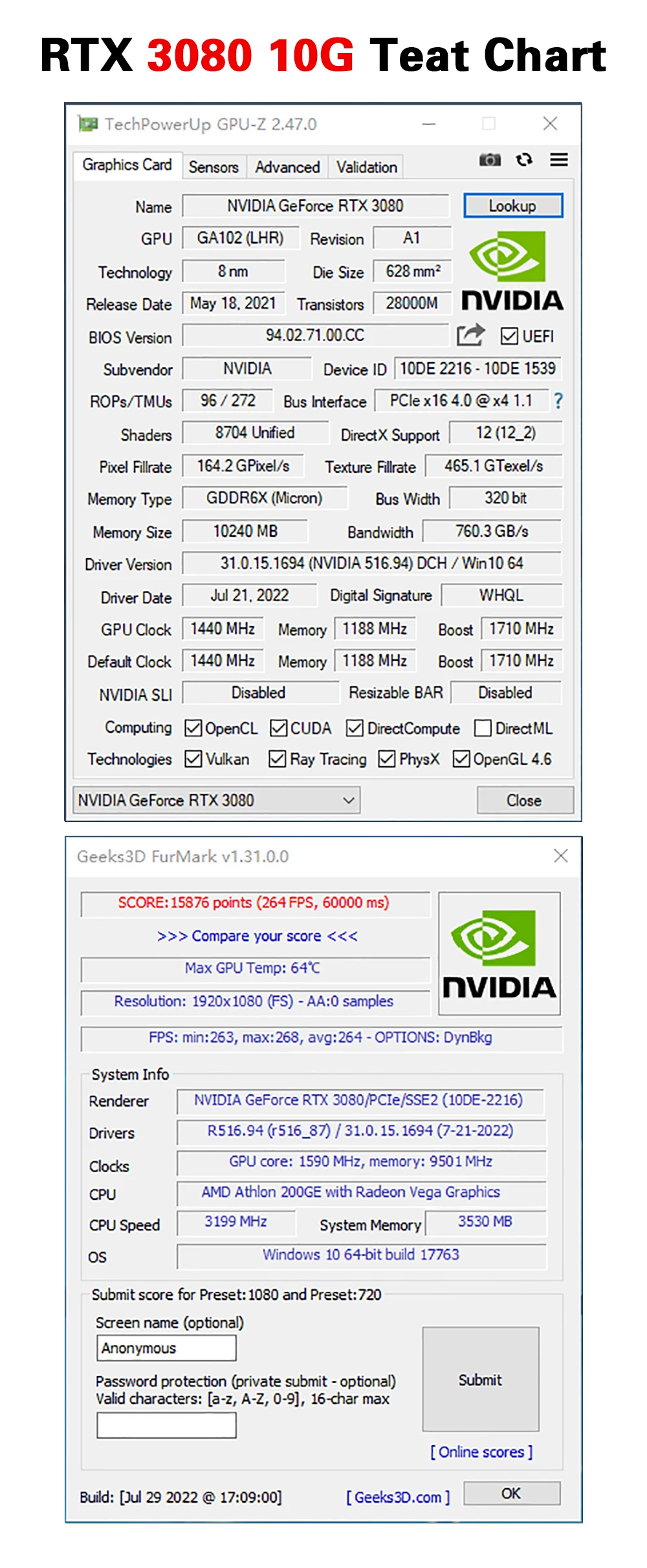 100 % Yeni MLLSE RTX 3080 10 GB NVIDIA Oyun NVIDIA GPU 8Pin+8Pin GDDR6X 320bit HDMI * 1 DP*3 PCI-E 4. 0x16 rtx3080 Grafik Kartı