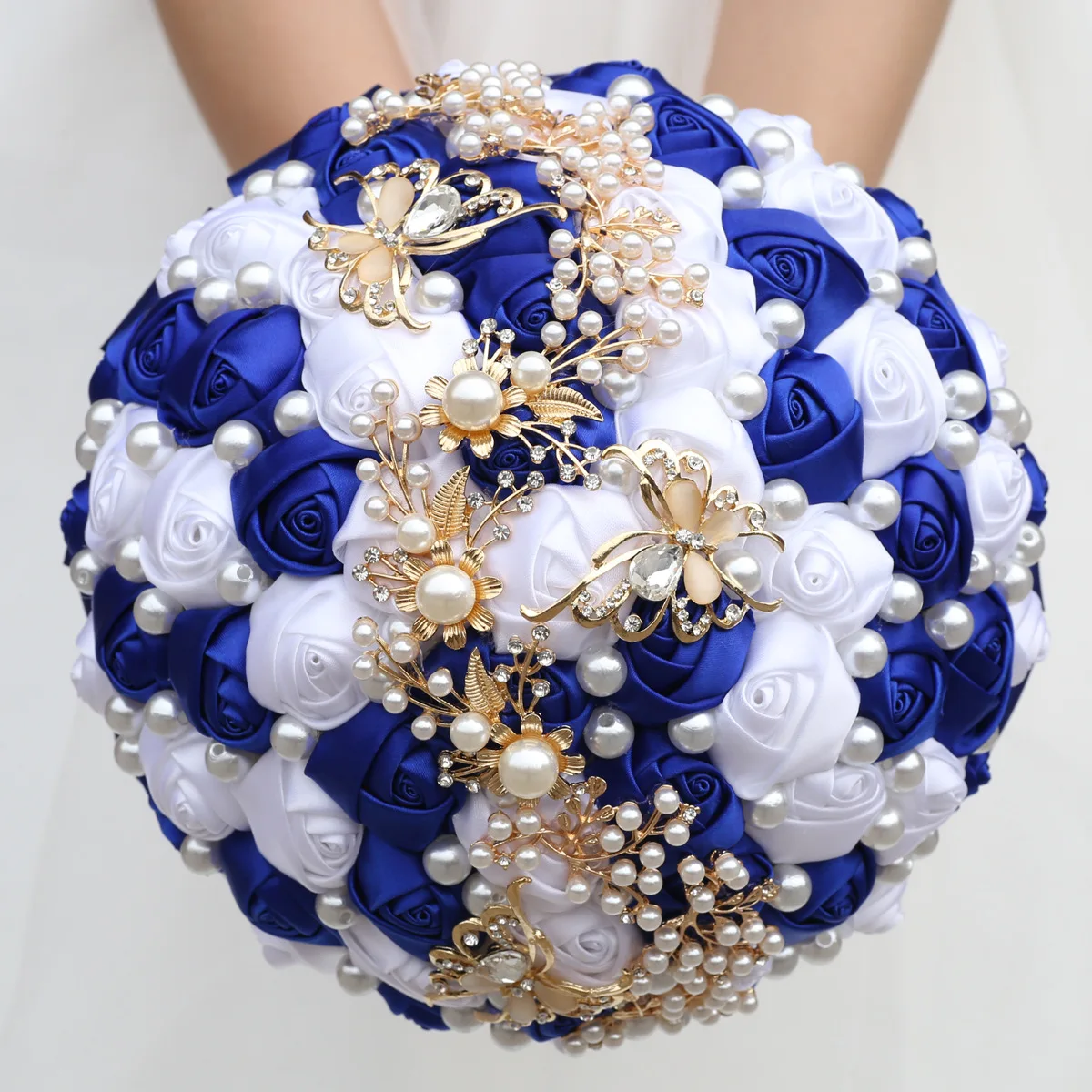 Moda Kraliyet Mavi Beyaz düğün buketi Dekorasyon Taklidi Gelin ve Nedime Tutan Çiçekler Evlilik Parti Buketi
