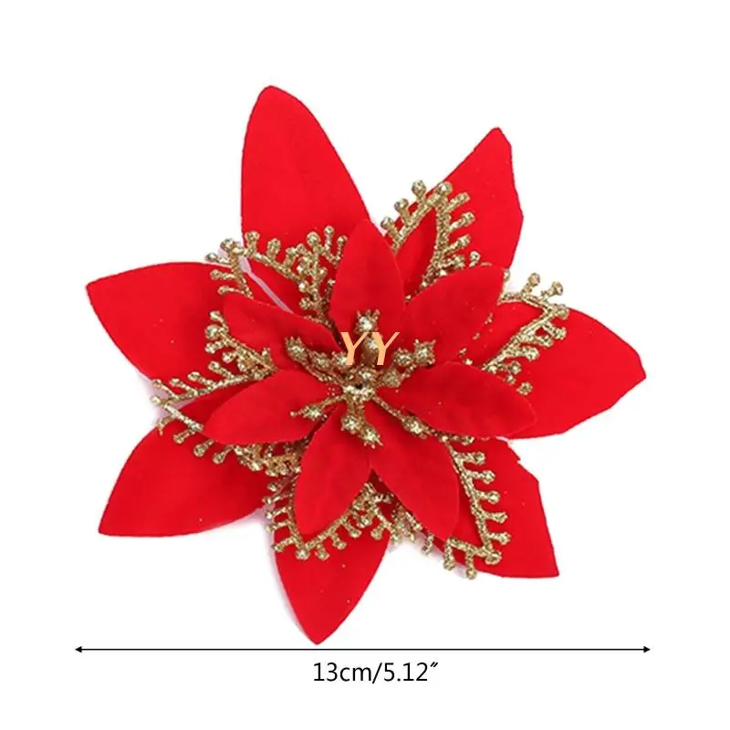  13cm Noel Glitter Atatürk Çiçeği Çiçek Dekoratif Noel Ağacı Çiçekler Çelenk Süsler Düğün Parti Bahar Festivali