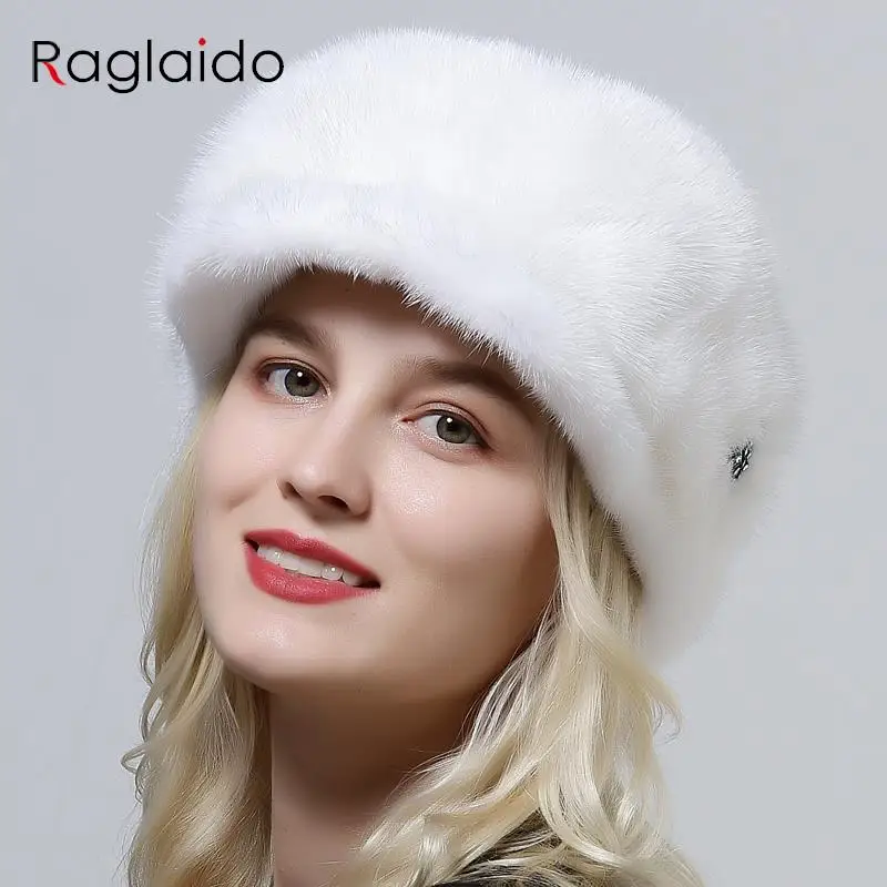 Kış şapka Kadınlar İçin kulak koruyucu Lüks Domo Doğal Vizon Kürk Kap Yüksek Kaliteli soğuk şapka Kadınlar Gerçek Vizon Kürk Kış Kürk Şapka