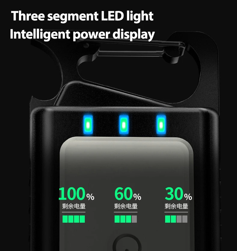 500LM Süper Parlak EDC El Feneri Çok Fonksiyonlu Taşınabilir LED el feneri USB Şarj Edilebilir Mini ışıklı anahtarlık Balıkçılık Kamp Lambası