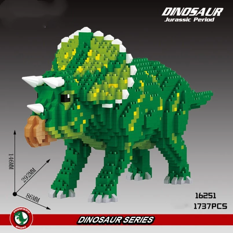 Jurassic Dinozor Tyrannosaurus Triceratops Hayvan Canavar 3D Mini Elmas Blokları Eğitmek Tuğla Yapı Oyuncak Çocuklar için