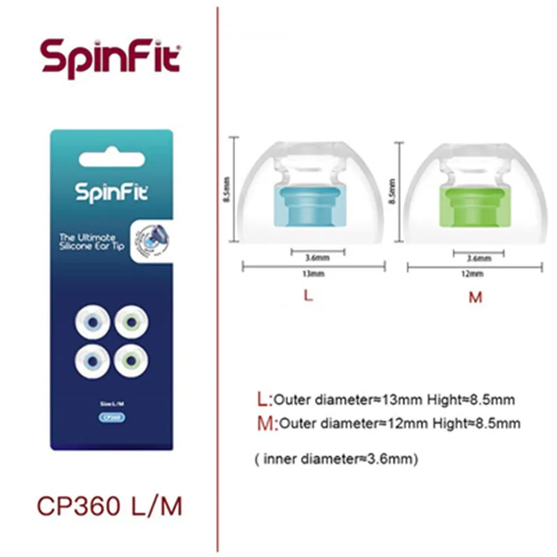 SpinFit CP360 Kulak İçi Kulaklık Patentli 360 Derece Ücretsiz Rotasyon Kulak İpuçları Silikon Kulak Ucu Memesi Dia CP100 CP800 CP145