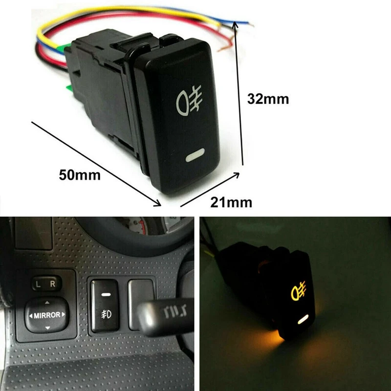 10X 4 Kutuplu 12V basmalı düğme anahtarı LED Arka Plan Gösterge ışıkları Sis Farları DRL LED ışık Çubuğu(33X22mm)