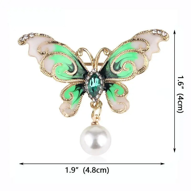 kadınlar için 1 adet zarif elmas taklidi kelebek broş Pin - düğün ve partiler için mükemmel