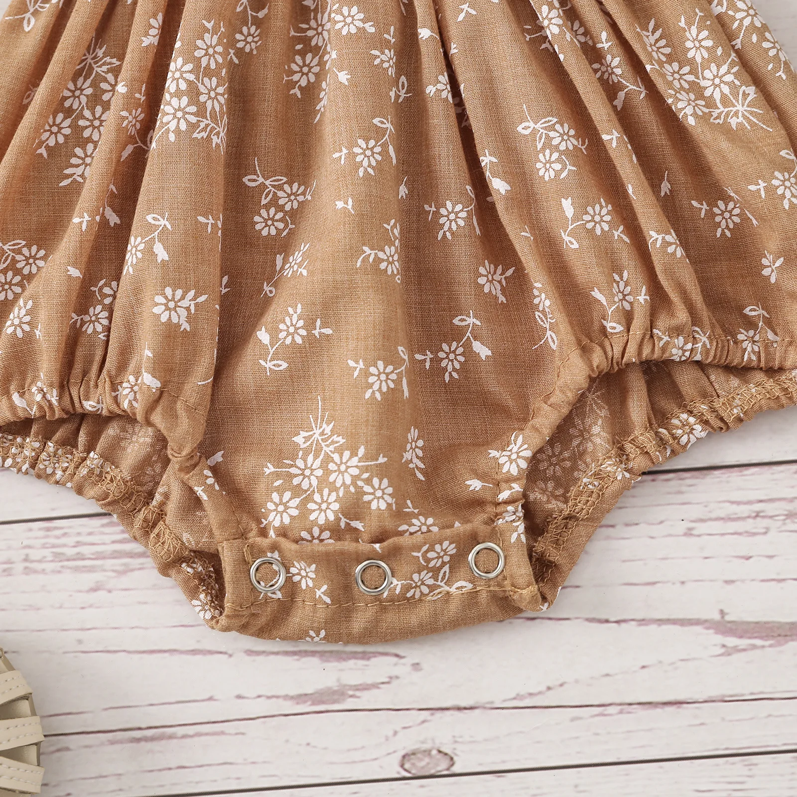 Yenidoğan Bebek Kız yaz giysileri Kolsuz Çiçek Baskı Romper Elbise Kız Elbise Yaz Kıyafet 6~24M