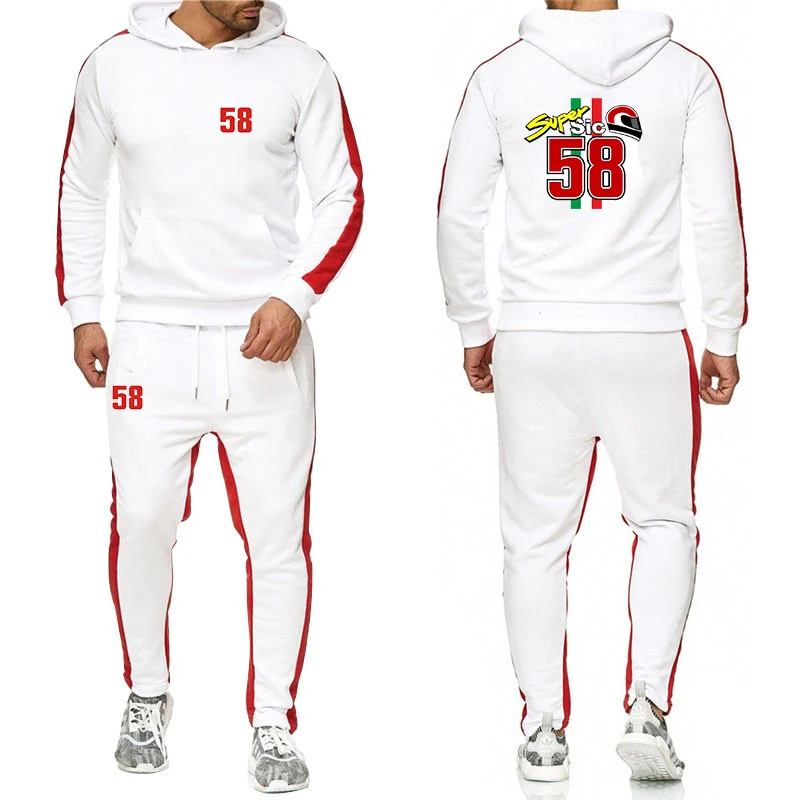 58 Süper Sıc Marco Simoncel erkek Yeni Marka Bahar Sonbahar Hoodie Sweatpant Baskı Düz Renk Setleri Harajuku spor takımları