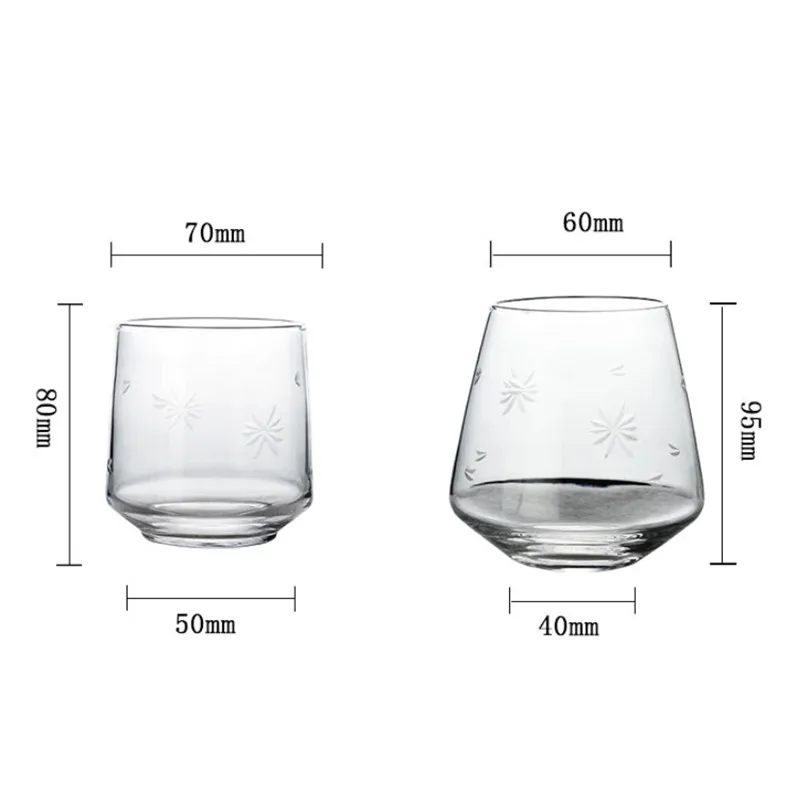 Buz Çiçek Tasarım Şeffaf Kurşunsuz kristal viski bardağı El Yapımı şarap sürahisi Bar için Yaratıcı Brendi Rom Likör Bira Vaso Bardak