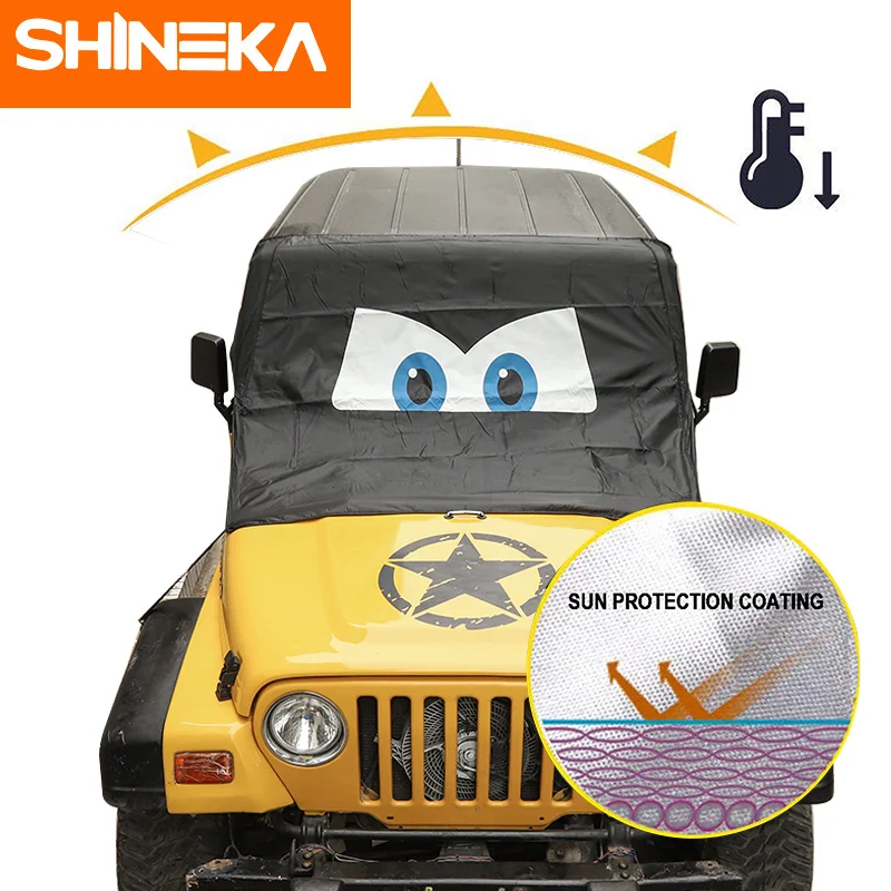SHINEKA Araba Evrensel Aksesuarları Ön Cam Güneşlik Anti Kar UV Işınları Güneşlik Kapak Jeep Wrangler JL Jk TJ